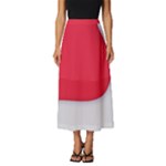 White Red Ripples Classic Midi Chiffon Skirt