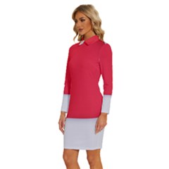 Long Sleeve Shirt Collar Bodycon Dress 