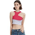 White Red Ripples Cut Out Top