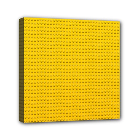 Yellow Lego Texture, Macro, Yellow Dots Background Mini Canvas 6  x 6  (Stretched) from ArtsNow.com