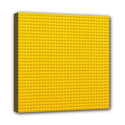 Yellow Lego Texture, Macro, Yellow Dots Background Mini Canvas 8  x 8  (Stretched) from ArtsNow.com