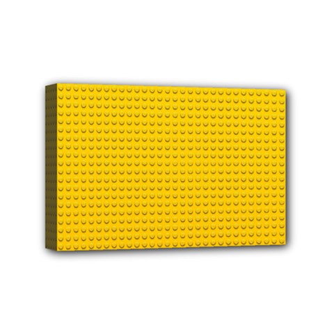 Yellow Lego Texture, Macro, Yellow Dots Background Mini Canvas 6  x 4  (Stretched) from ArtsNow.com