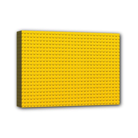 Yellow Lego Texture, Macro, Yellow Dots Background Mini Canvas 7  x 5  (Stretched) from ArtsNow.com