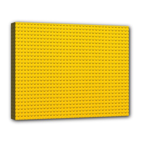 Yellow Lego Texture, Macro, Yellow Dots Background Canvas 14  x 11  (Stretched) from ArtsNow.com