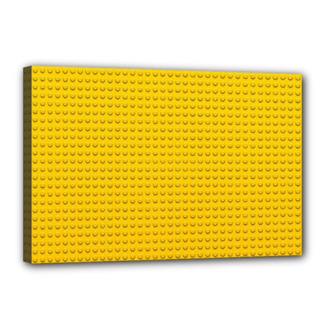 Yellow Lego Texture, Macro, Yellow Dots Background Canvas 18  x 12  (Stretched) from ArtsNow.com