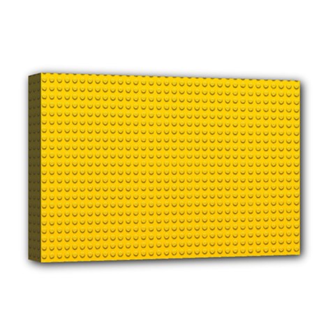 Yellow Lego Texture, Macro, Yellow Dots Background Deluxe Canvas 18  x 12  (Stretched) from ArtsNow.com