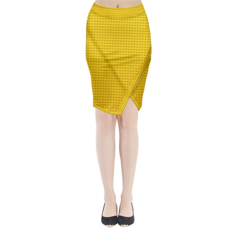 Yellow Lego Texture, Macro, Yellow Dots Background Midi Wrap Pencil Skirt from ArtsNow.com