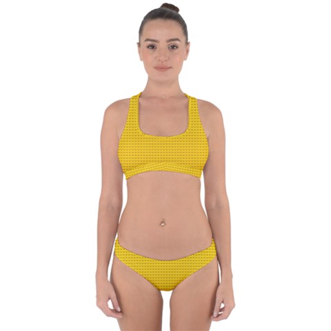 Yellow Lego Texture, Macro, Yellow Dots Background Cross Back Hipster Bikini Set from ArtsNow.com