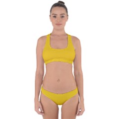 Yellow Lego Texture, Macro, Yellow Dots Background Cross Back Hipster Bikini Set from ArtsNow.com