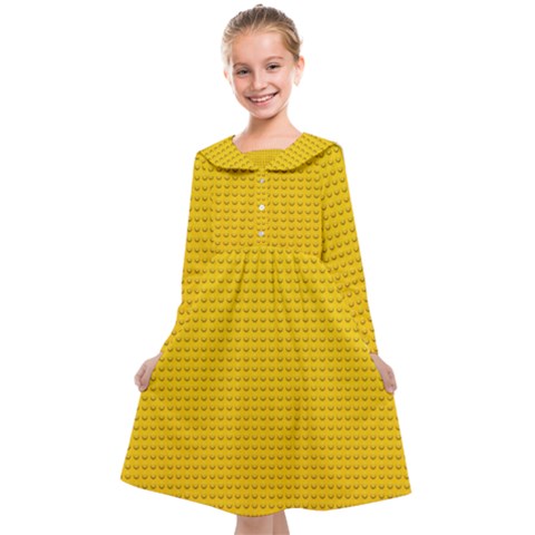 Yellow Lego Texture, Macro, Yellow Dots Background Kids  Midi Sailor Dress from ArtsNow.com