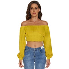 Long Sleeve Crinkled Weave Crop Top 