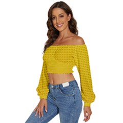 Long Sleeve Crinkled Weave Crop Top 