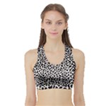 Zebra Skin, Vector Textures, White Black Background Sports Bra with Border