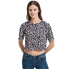 Women s Round Neck Short Sleeve Crop Top 