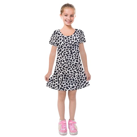 Zebra Skin, Vector Textures, White Black Background Kids  Short Sleeve Velvet Dress from ArtsNow.com