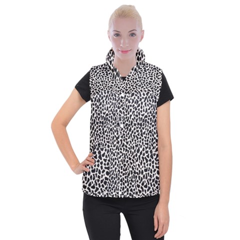 Zebra Skin, Vector Textures, White Black Background Women s Button Up Vest from ArtsNow.com