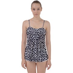 Zebra Skin, Vector Textures, White Black Background Babydoll Tankini Top from ArtsNow.com