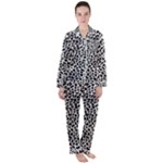 Zebra Skin, Vector Textures, White Black Background Women s Long Sleeve Satin Pajamas Set	