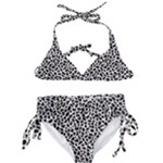 Zebra Skin, Vector Textures, White Black Background Kids  Classic Bikini Set