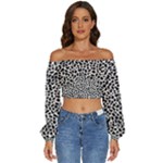 Zebra Skin, Vector Textures, White Black Background Long Sleeve Crinkled Weave Crop Top