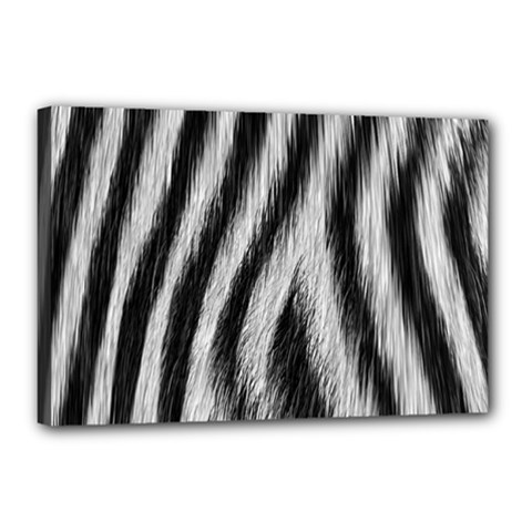 Zebra Texture, Zebra Wool, White Black Background Canvas 18  x 12  (Stretched) from ArtsNow.com