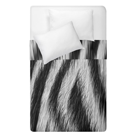 Zebra Texture, Zebra Wool, White Black Background Duvet Cover Double Side (Single Size) from ArtsNow.com