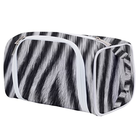 Zebra Texture, Zebra Wool, White Black Background Toiletries Pouch from ArtsNow.com