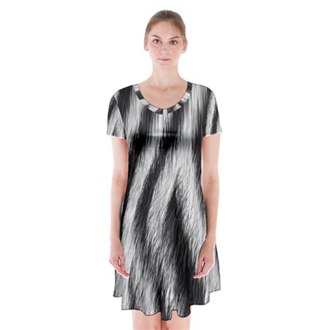 Zebra Texture, Zebra Wool, White Black Background Short Sleeve V