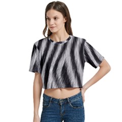 Women s Round Neck Short Sleeve Crop Top 