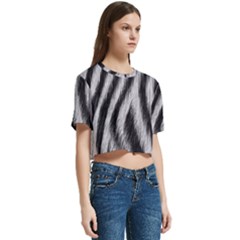 Women s Round Neck Short Sleeve Crop Top 