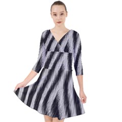 Quarter Sleeve Front Wrap Dress 