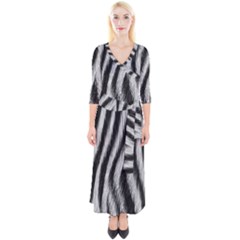 Quarter Sleeve Wrap Maxi Dress 