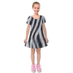 Zebra Texture, Zebra Wool, White Black Background Kids  Short Sleeve Velvet Dress from ArtsNow.com