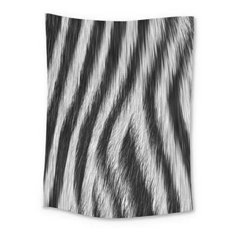 Zebra Texture, Zebra Wool, White Black Background Medium Tapestry from ArtsNow.com