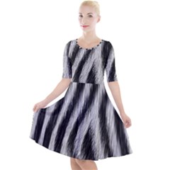 Quarter Sleeve A-Line Dress With Pockets 