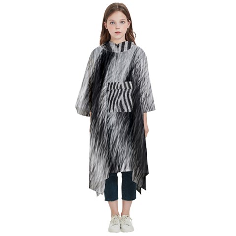 Zebra Texture, Zebra Wool, White Black Background Kids  Hooded Rain Ponchos from ArtsNow.com