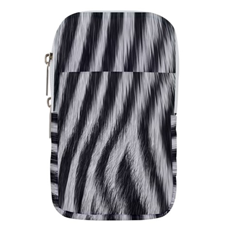 Zebra Texture, Zebra Wool, White Black Background Waist Pouch (Small) from ArtsNow.com