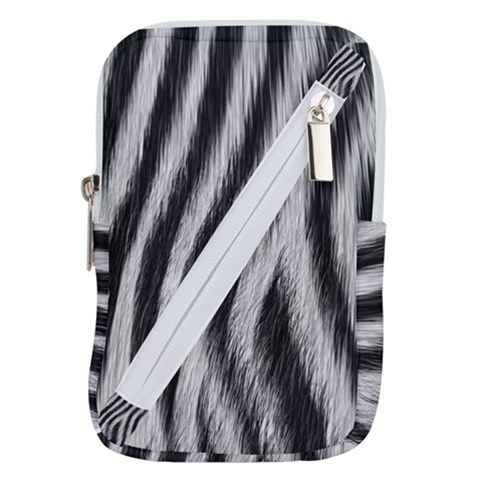 Zebra Texture, Zebra Wool, White Black Background Belt Pouch Bag (Small) from ArtsNow.com