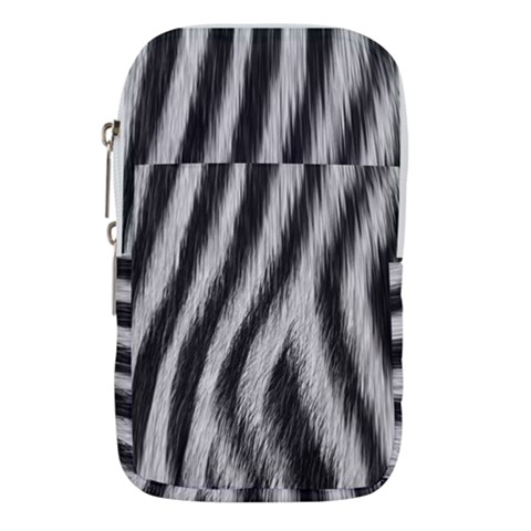 Zebra Texture, Zebra Wool, White Black Background Waist Pouch (Large) from ArtsNow.com