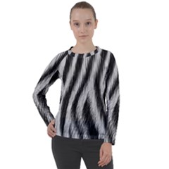 Zebra Texture, Zebra Wool, White Black Background Women s Long Sleeve Raglan T