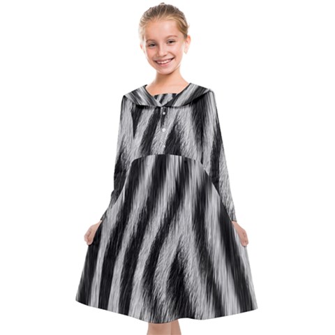 Zebra Texture, Zebra Wool, White Black Background Kids  Midi Sailor Dress from ArtsNow.com