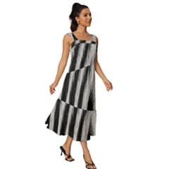 Square Neckline Tiered Midi Dress 