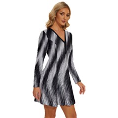 Long Sleeve Deep V Mini Dress  