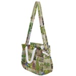 Garden Sanctuary Photo Collage Print Rope Handles Shoulder Strap Bag