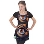 Eye of the Universe (AI) Puff Sleeve Tunic Top