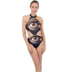 Eye of the Universe (AI) Halter Side Cut Swimsuit