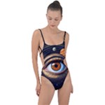 Eye of the Universe (AI) Tie Strap One Piece Swimsuit