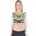 Opulent Essence Print Long Sleeve Crop Top