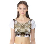 Opulent Essence Print Short Sleeve Crop Top