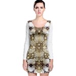 Opulent Essence Print Long Sleeve Bodycon Dress